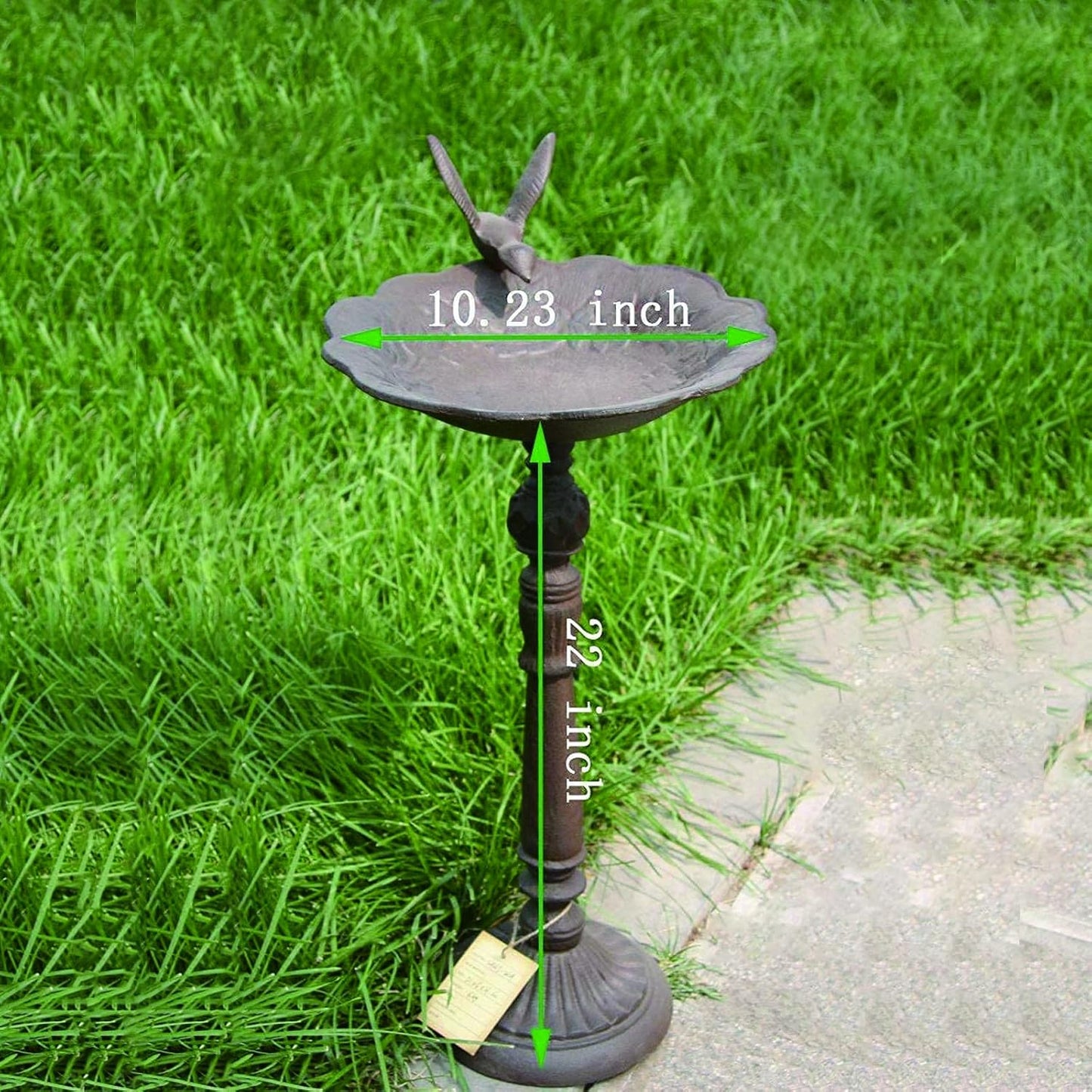 Heavy Duty Metal Bird Bath for Outside - 10.23 Inches Diameter, 22 Inches Height - Perfect for Garden, Patio, Lawn Decoration， Has The Functions of a Hummingbird Feeder and a Bird Feeder