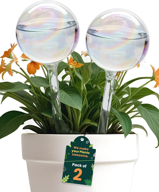 2 Pcs Iridescent Self Watering Globes, Glass Rainbow Plant Watering Globes, Self Watering Planter Insert, Automatic Plant Waterer Indoor, Plant Watering Devices, Plant Water Globes, Watering Bulb