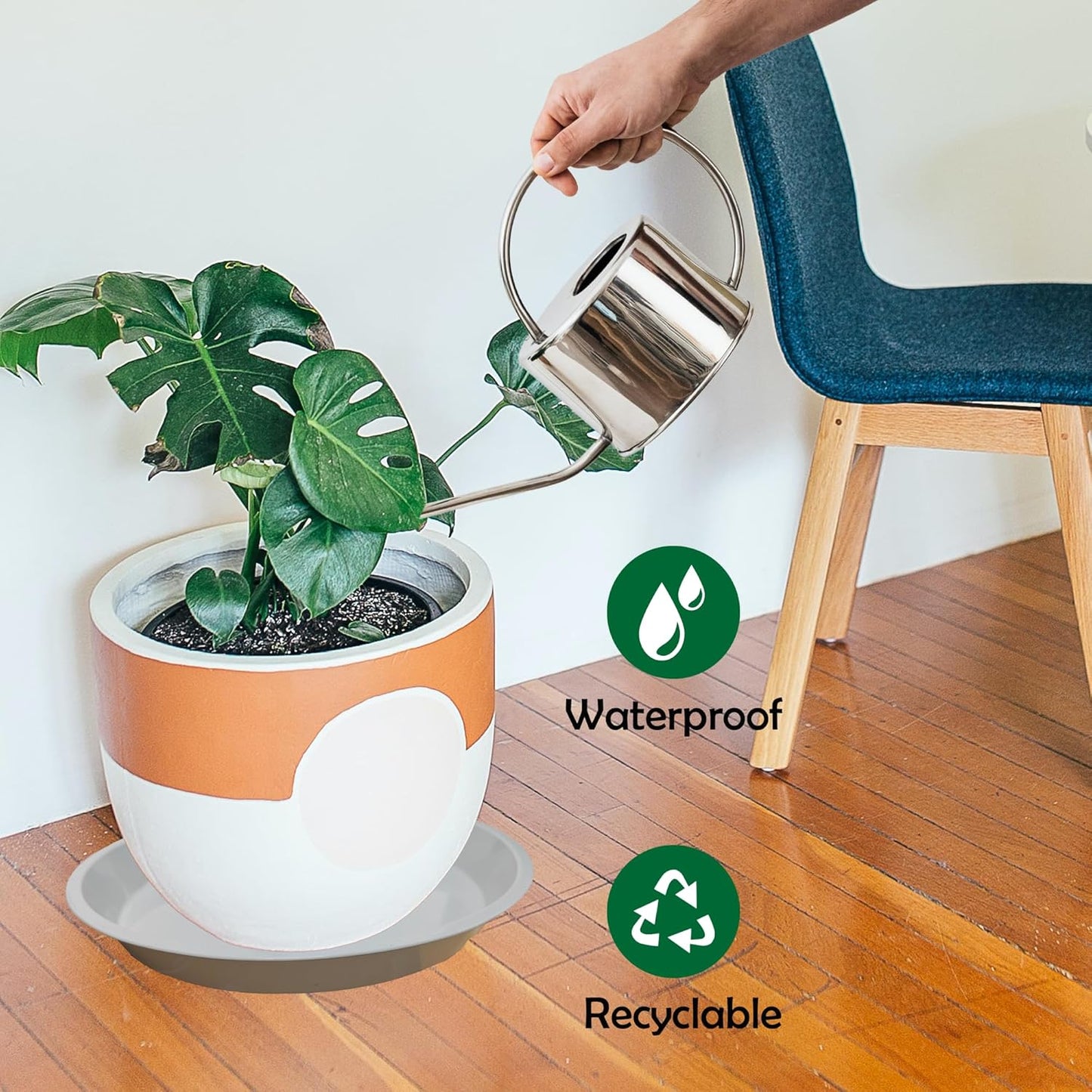 4 Pack 14 Inch Round Plant Saucers for Less 11.8 Inch Pot Indoors Outdoors Plant Trays for Pots Planter Saucer Plastic Plant Drip Tray Planter Water Tray for Potted Plants(White, 13.8"(4pcs))