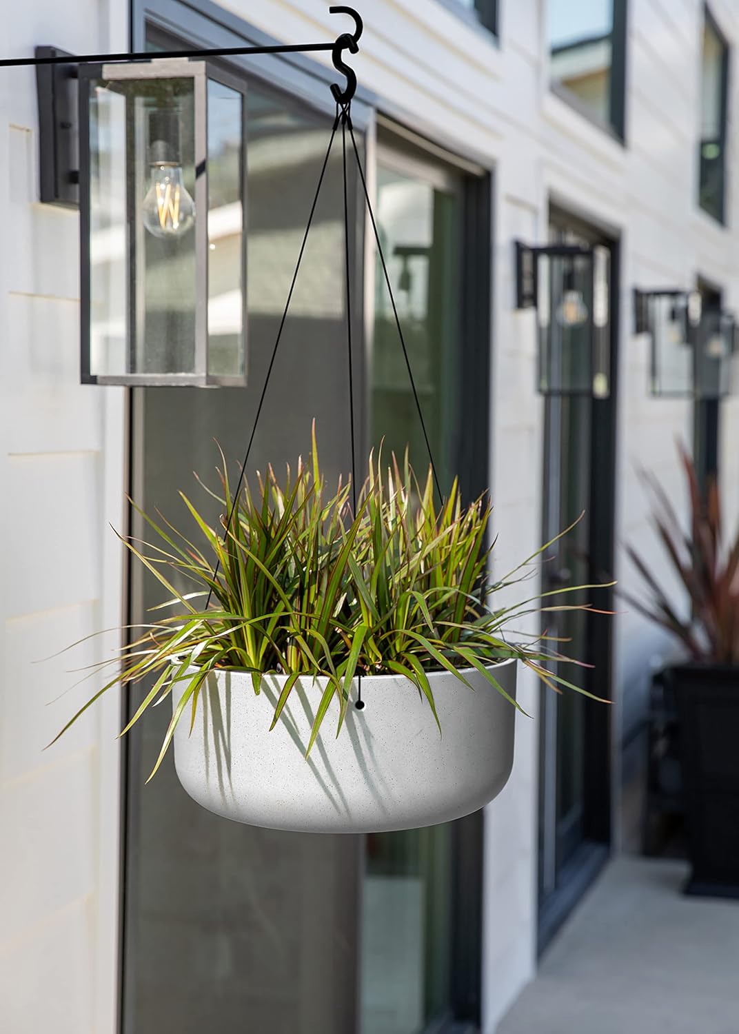 Veradek Mason Series Hanging Kona Planter - Round Planter for Outdoor Balcony/Patio | Made from Plastic-Stone Composite with Hanging Attachment | Modern Décor for, Flowers, Succulents, Small Plants