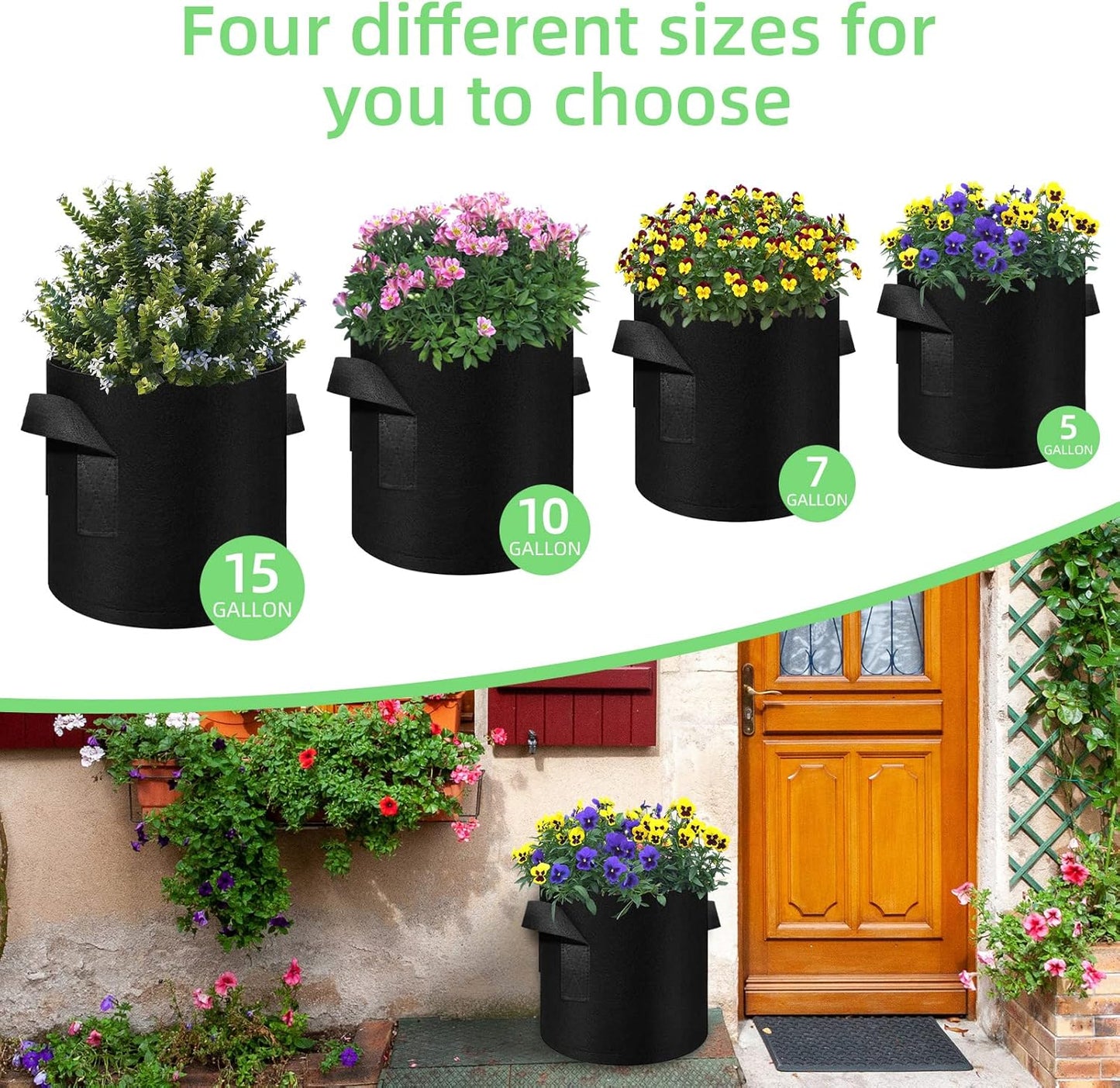 5 Gallon Grow Bags 90-Pack Garden Plant Aeration Fabric Pots with Handles Non-Woven Plant Bag Cloth Pots Garden Planting Bags to Grow Vegetable Flowers Potatoes (5 Gal)