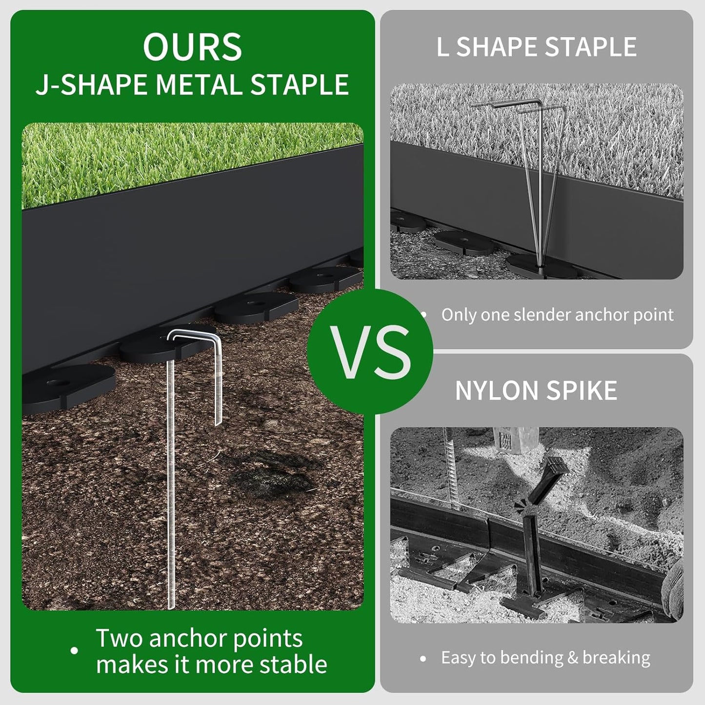 33FT Landscape Edging 4 in Tall with 45 Spikes, Garden Edging Border and 1 Hammer, Plastic Landscape Edging Border Lawn Edging for Landscaping, Flower Beds, Yard