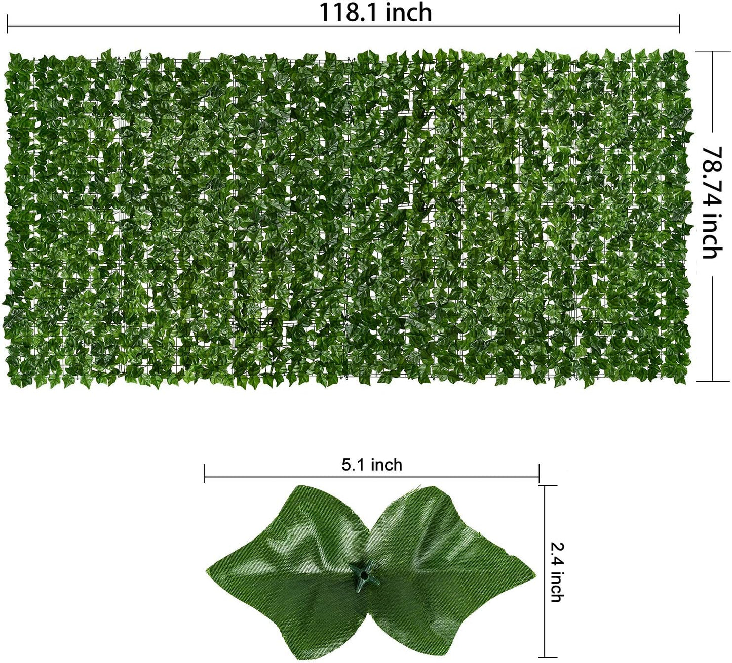 DearHouse Artificial Ivy Privacy Fence, 118x78.7in Artificial Hedges Fence and Faux Ivy Leaf Decoration for Outdoor Decor, Home, Garden Decor