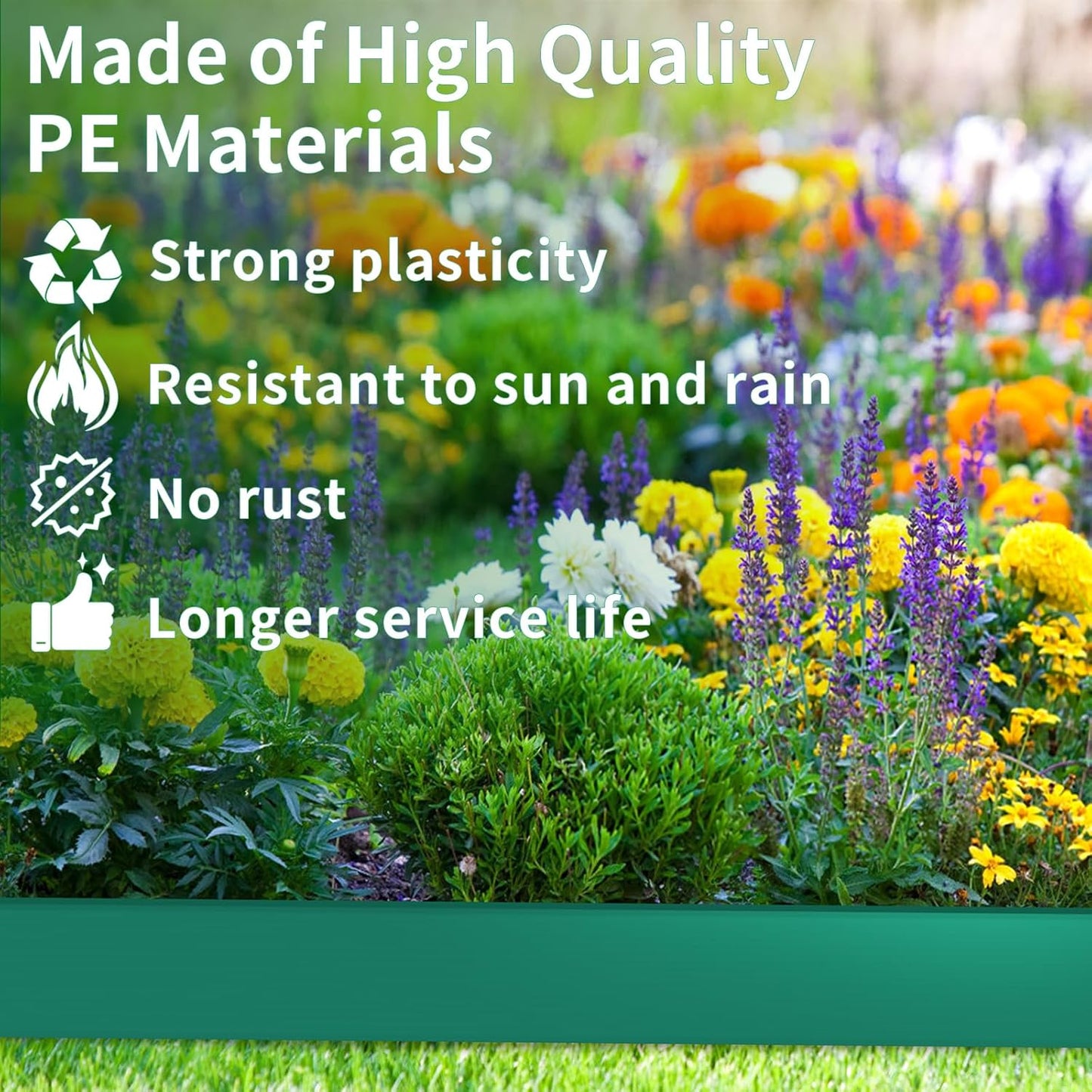 4 in x 50 Ft Garden Landscape Edging, No Dig Garden Edging Border Kit with 92 Pcs Spikes for Flower Bed Lawn Yard Grass Green