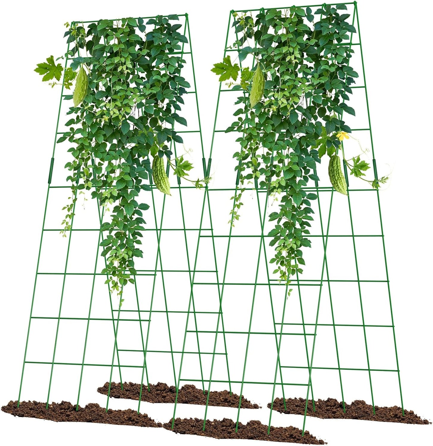 Cucumber Trellis 2 Pack, 59" H Foldable A-Frame Garden Trellis for Raised Bed Garden Grow Support with Plant Support Clips, Twist Ties for Cucumber,Tomato, Climbing Plants and Flowers