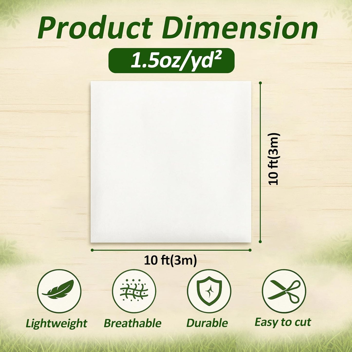 Gardzen 1.5 oz Plant Covers Freeze Protection, Reusable 10ft x 10ft Floating Row Covers, Thicker Frost Blankets for Outdoor Plants, Pests Protection, White