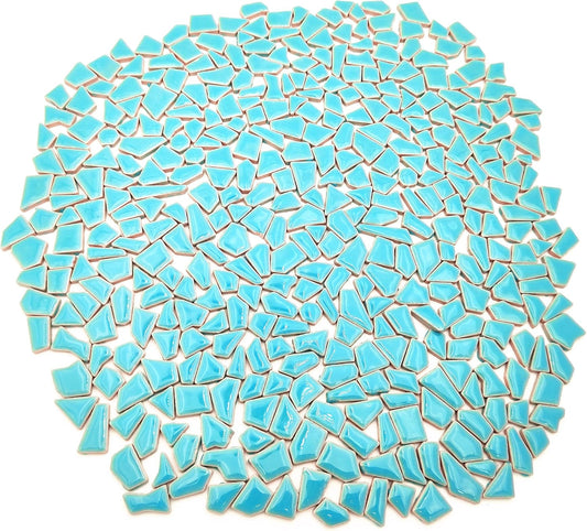 1.1LB Irregular Ceramics Mosaic Tiles, Mosaic Pieces Stones for DIY Mosaic Making Craft Hobby Arts Home Wall Decoration (Sky Blue)