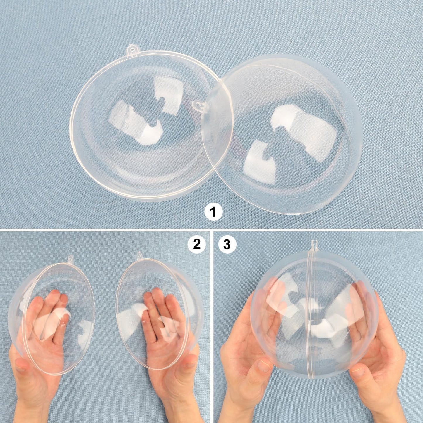 19 Pcs 4.72 Inch Clear Acrylic Fillable Balls, Christmas DIY Fillable Ornaments Balls, Acrylic Ornaments Ball for Christmas, Holidays, Weddings, Parties, and Home Decor