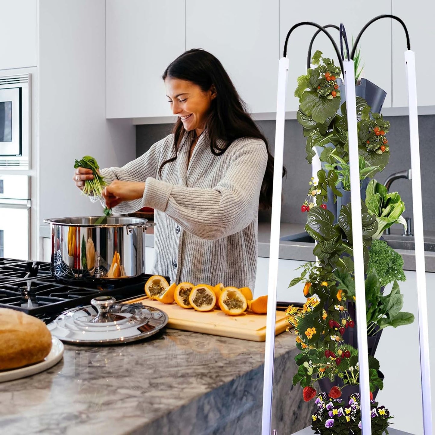 Hydroponic Growing System with Grow Lights, Indoor Gardening System, Grow Plant Food at Home with 40 Pieces at a time for Fruits, Vegetables, Herbs, and Miniature Greens (No Seedlings Included)