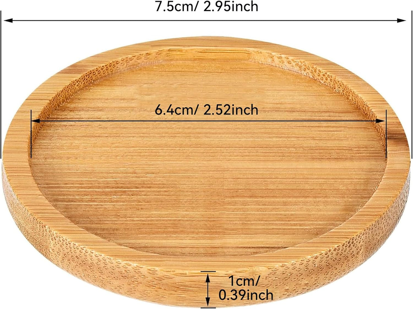 Frienda Trays 2.52 Inch Bamboo Round Plant Saucer for Most Plant Pot Flower Saucers Tray, Solution for Owl Pot with Hole(6 Pack)