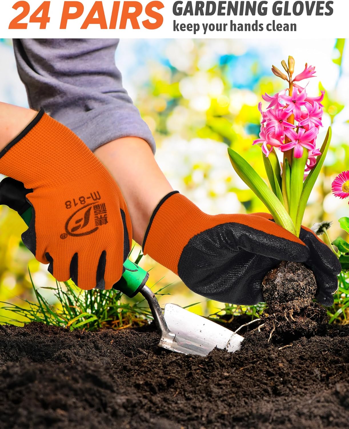 Nuogo 24 Pairs Gardening Gloves for Men Women Rubber Coated Landscaping Work Gloves Safety Work Construction