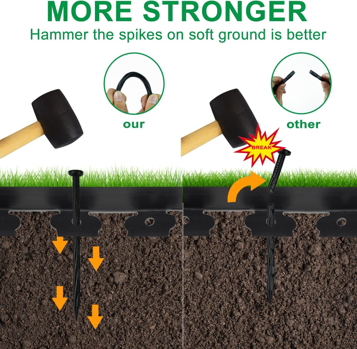 Hugeleaf Landscape Edging 2 Inch Tall, 30 Feet Garden Edging Border with 30pcs Stakes, Plastic Edging for Landscaping,Lawn,Flower Beds, Paver Edging (Black)