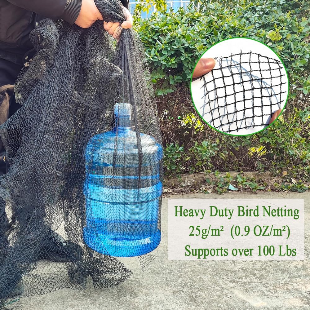 Woven Bird Netting 15X15 FT, 1/2" Mesh, Strong Bird Net Protect Fruit Trees, Blueberry, Vegetables, Strawberry Plants, Garden Netting Pest Barrier, Against Deer, Squirres, Small Critters