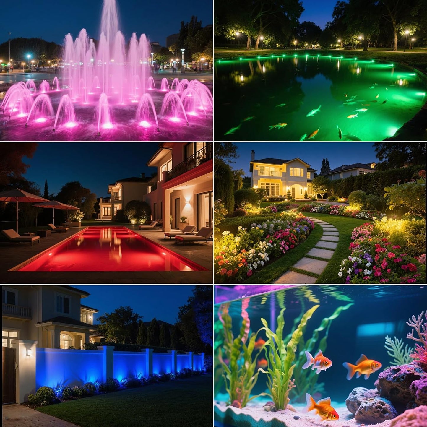 T-SUN LED Pond Light, 3 Head Lamps Submersible LED Pond Lights Color Changing Garden Pond Light with Remote Control, RGB Fish Tank Lights Fountain Spotlight for Garden, Pool, Aquarium Tank(3 Headlamp)
