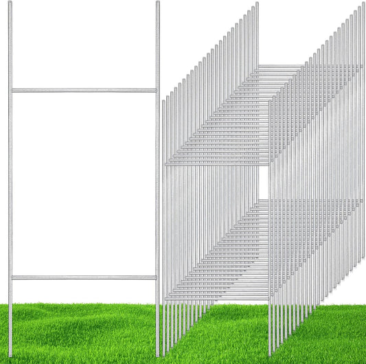 60 Pcs H Stakes for Yard Signs 30'' x 10'' Metal Heavy Duty H Frame Wire Stakes Weatherproof Metal Holder for 4mm 5mm Corrugated Signs Advertising Board Guidepost Yard Halloween Decor