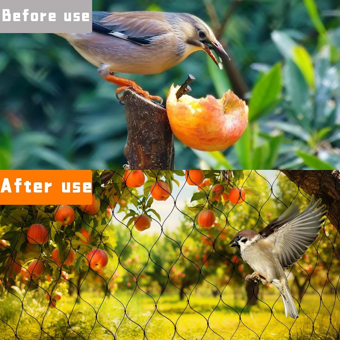 Bird Netting for Garden Heavy Duty Nylon Mesh Garden Netting for Garden Protection Bird Fence Plant Netting Protection Against Birds, Deer, Squirrels and Other Animals (25x100FT)