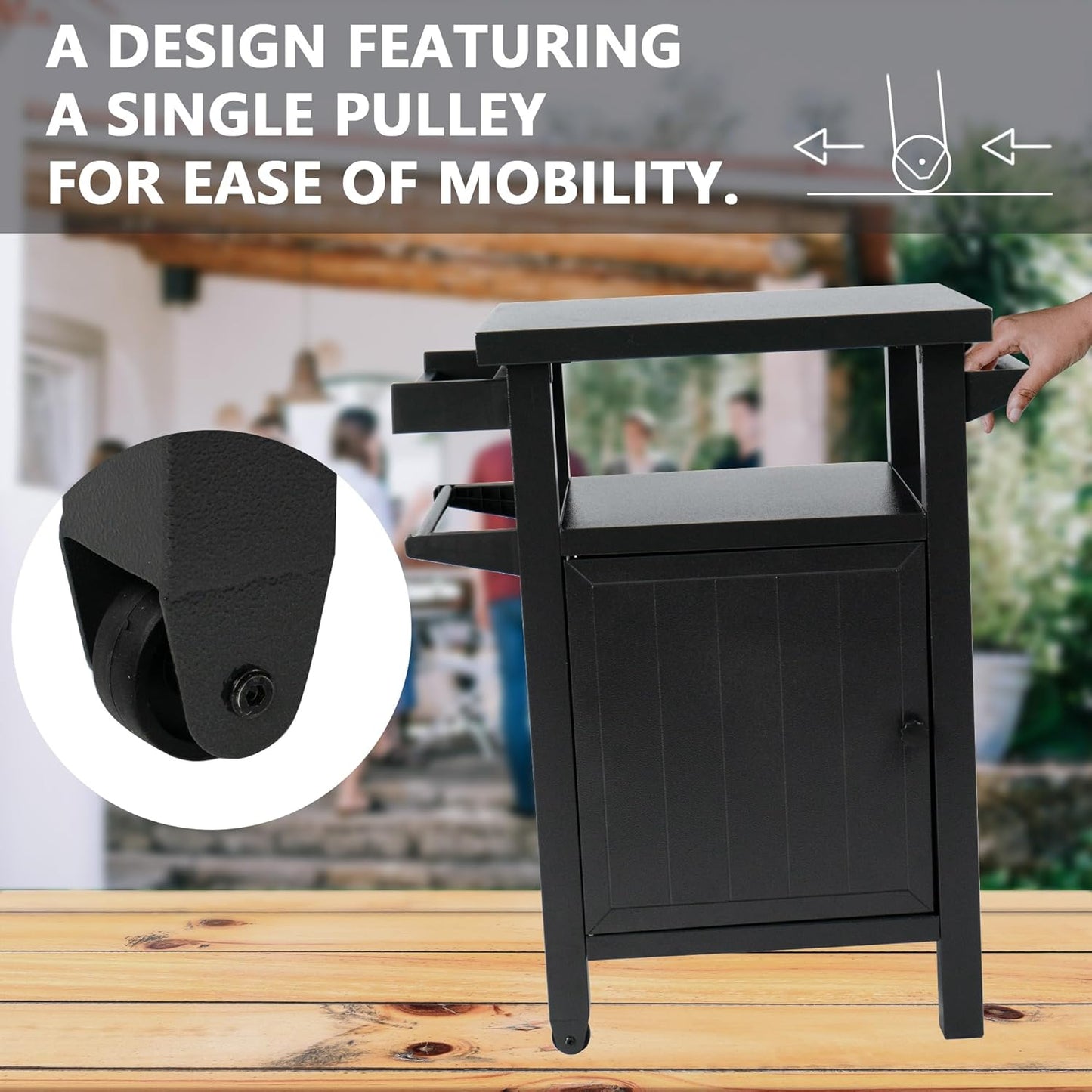 Kozyard BBQ Grill Storage Cart/Bin, Grill Carts Outdoor Storage Cabinet with Wheels, Prep BBQ Table for Patio Island Home Party Bar (Grey)