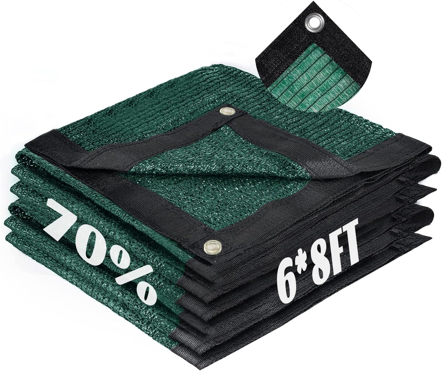 Cool Area 70% Sun Shade Cloth Mesh Tarp with Grommets for Plant Cover 6x8ft Patio Canopy Garden Pergola Greenhouse Car Barn Kennel Green