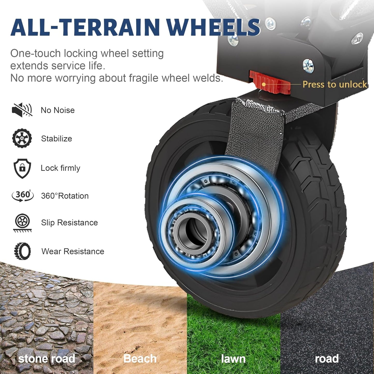 Collapsible Folding Wagon Cart, 220LBS Heavy Duty Foldable Utility Garden Cart with All Terrain Wheels & Side Storage Bag, Portable Sports Wagon for Camping, Shopping, Garden (Black)