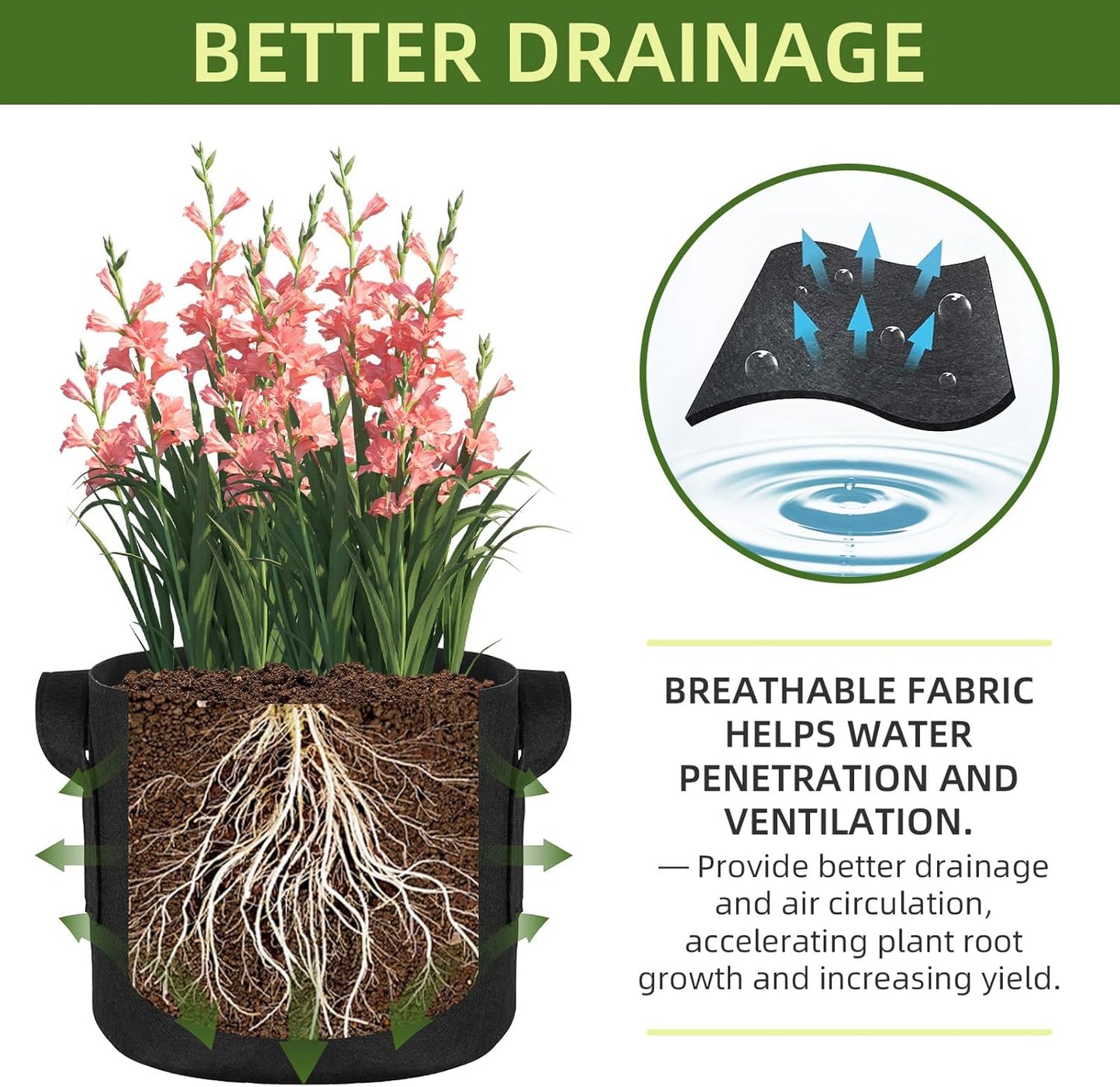 24 Pack 1 Gallon Grow Bags, Heavy Duty Thickened Aeration Fabric Pots with Handles for Vegetable/Flower/Plant