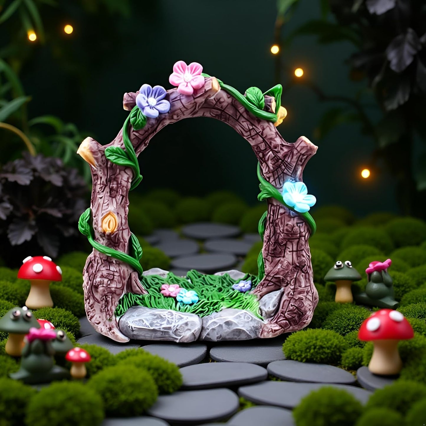 Kai Dream Miniature Fairy Garden Accessories, Resin Craft Flower Arch Figurine, 3.3 * 2 * 3.7 inches, Decorative Landscape, Dollhouse Decor