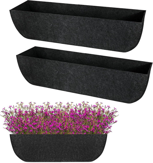 2-Pack 30in Planter Liners - Breathable Felt Hanging Basket and Window Box Liners - Prevent Root Suffocation and Bird Damage - Black