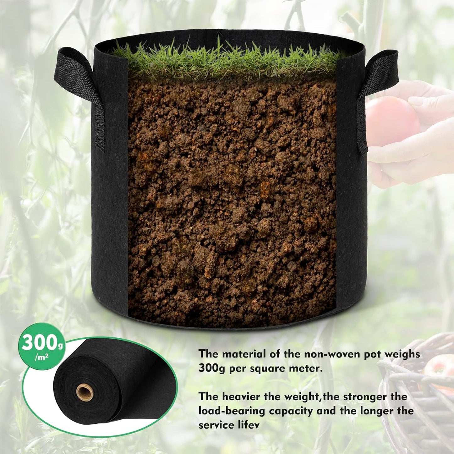 3-Pack 40 Gallon Grow Bags Large Pots for Plants Outdoor with Handles