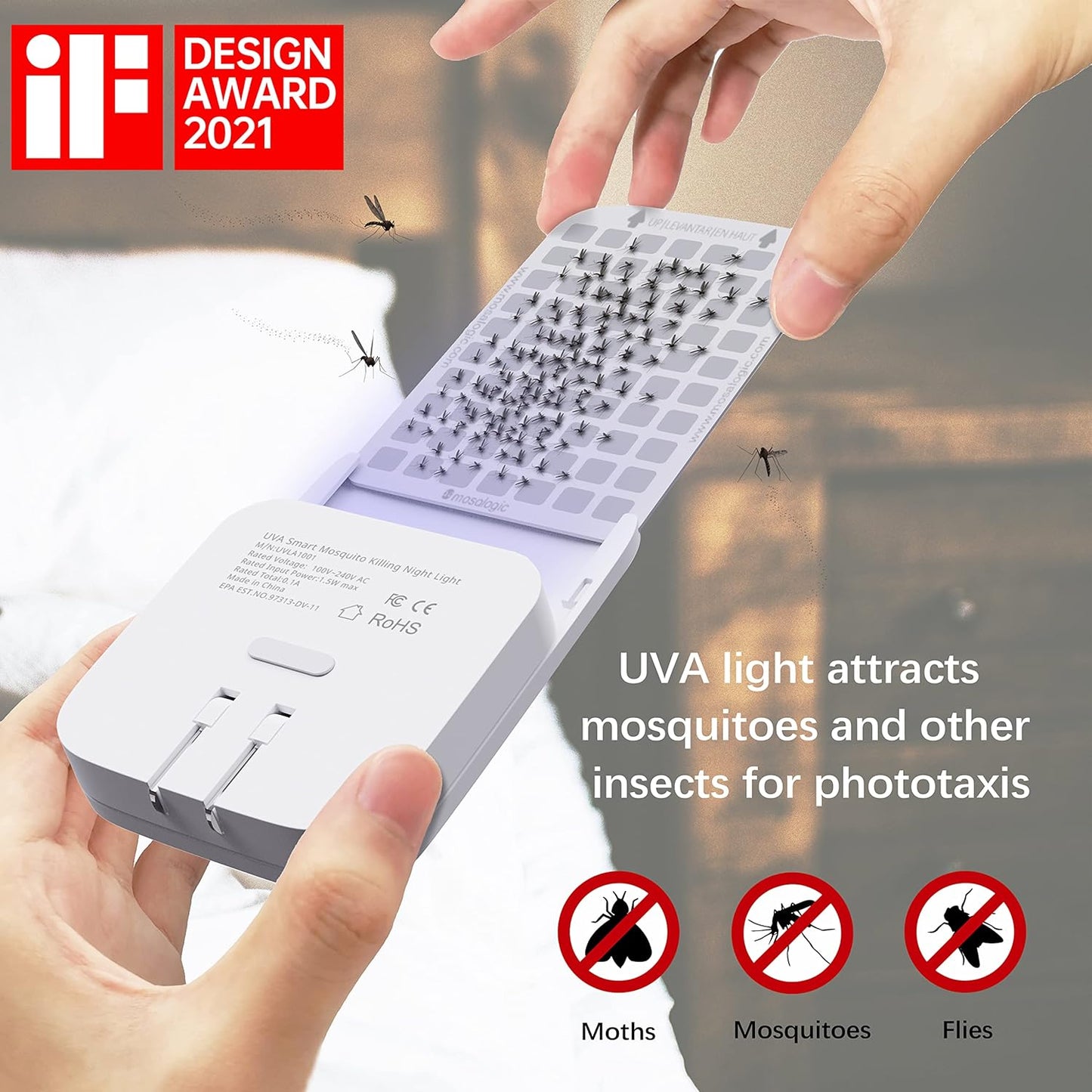 Mosalogic Sticky Card Refill Replacement Glue Cards for Flying Insect Trap Indoor Bug Trapper Fly Zapper-5pack (No Device)