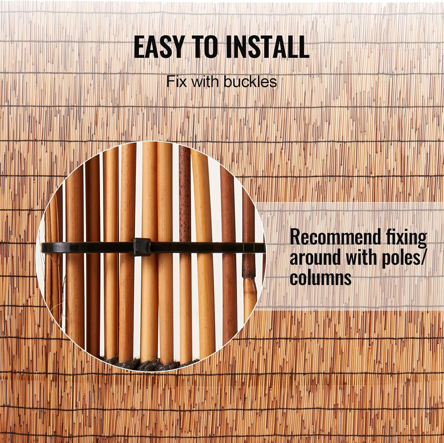 VEVOR Natural Reed Fencing, 3.3 ft x 13.3 ft, Reed Screen Curtain Balcony Reed Fence Roll for Outdoor Backyard Patio, Decorative Fence for Backyard Garden Fencing Divider, Privacy Screen Panel, Brown