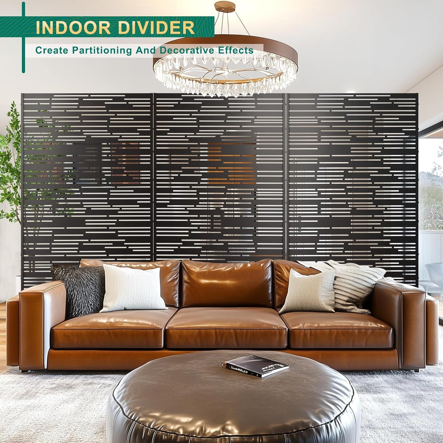 72" H×47" W Metal Privacy Screen Outdoor Privacy Screen Freestanding, for Patio Lawn Deck,Privacy Panels Decorative Privacy Fence(Consists of 3 Panels)