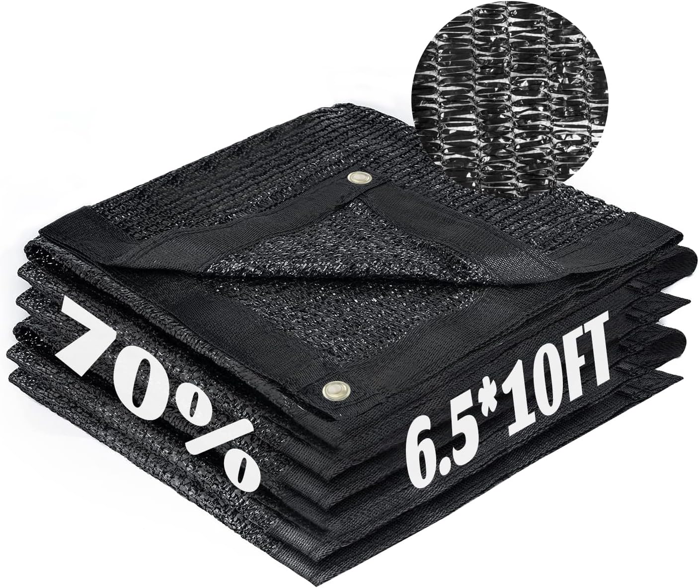Cool Area 70% Sun Shade Cloth Mesh Tarp with Grommets for Plant Cover 6.5x10ft Patio Canopy Garden Pergola Greenhouse Car Barn Kennel Black