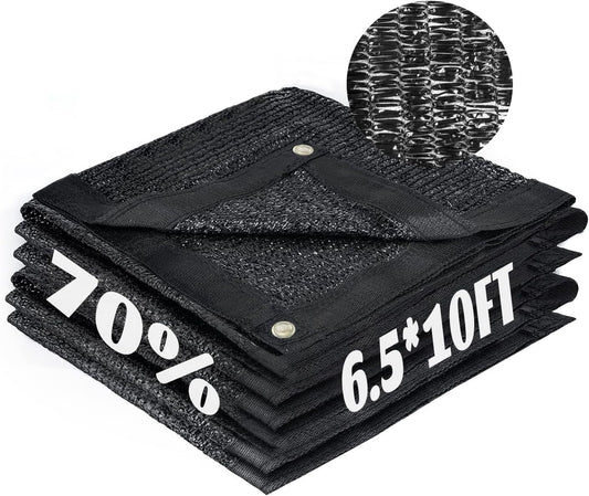 Cool Area 70% Sun Shade Cloth Mesh Tarp with Grommets for Plant Cover 6.5x10ft Patio Canopy Garden Pergola Greenhouse Car Barn Kennel Black