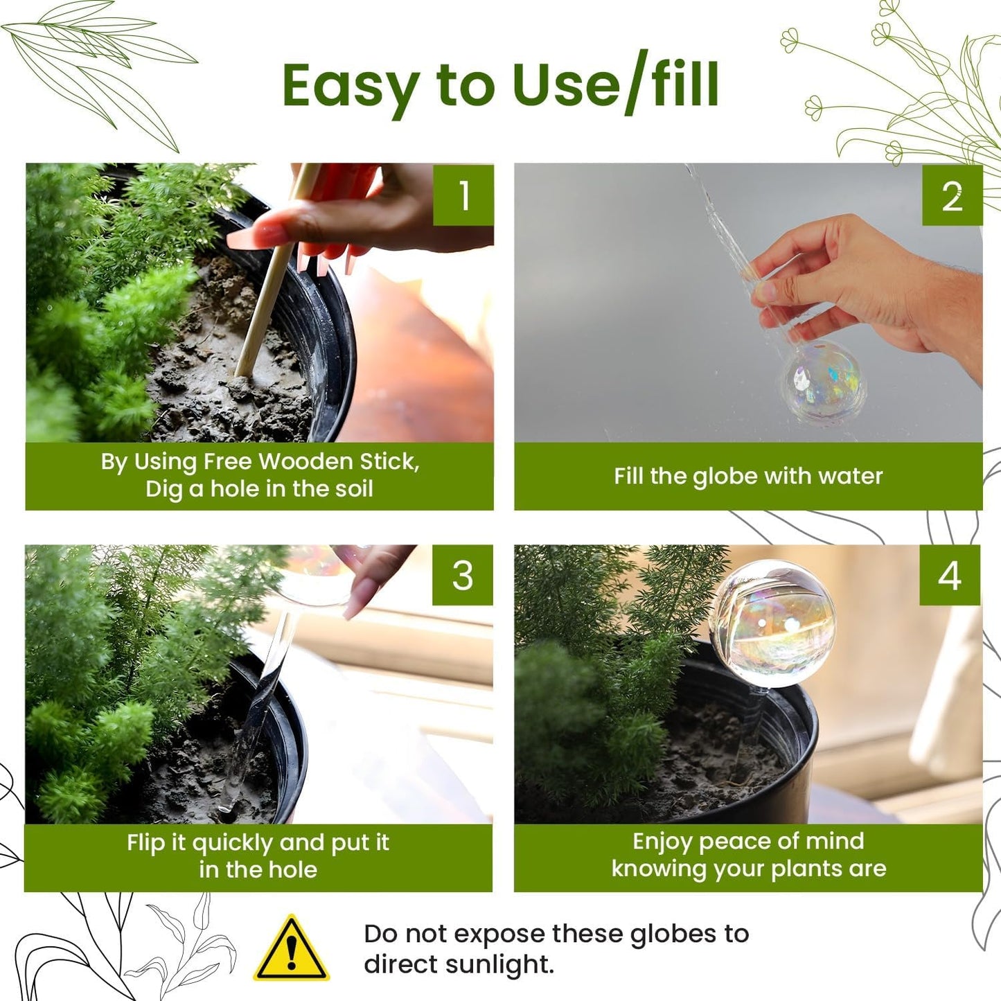 Large 6 Pcs Iridescent Self Watering Globes, Glass Rainbow Plant Watering Globes, Self Watering Planter Insert, Automatic Plant Waterer Indoor, Plant Watering Devices, Plant Water Globe, Watering Bulb