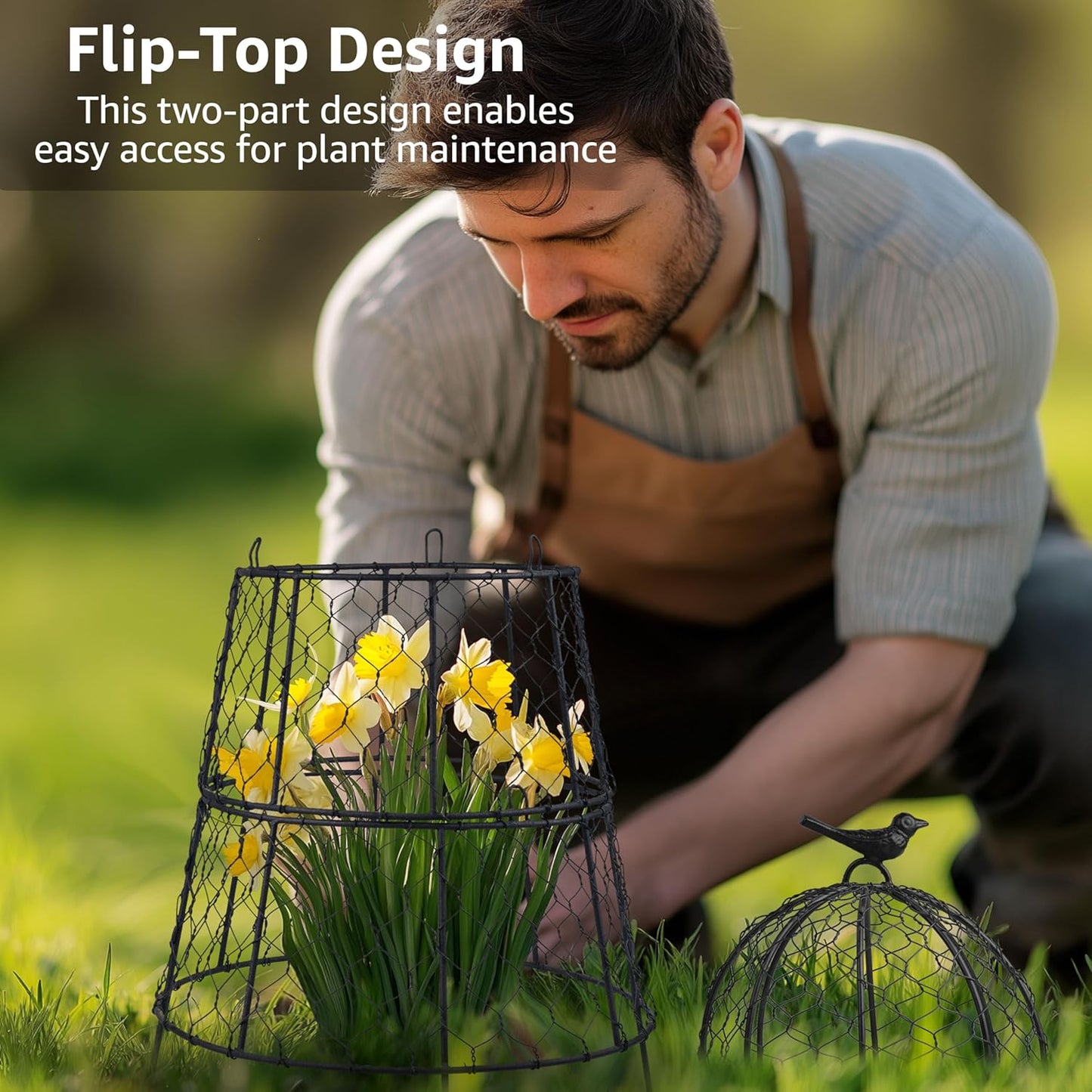 Heavy-Duty Chicken Wire Plant Cloches – Rustproof Garden Protectors and Plant Cages for Vegetables and Flowers – Safeguard Plants from Deer and Critters – 20” x 12” (Pack of 6)