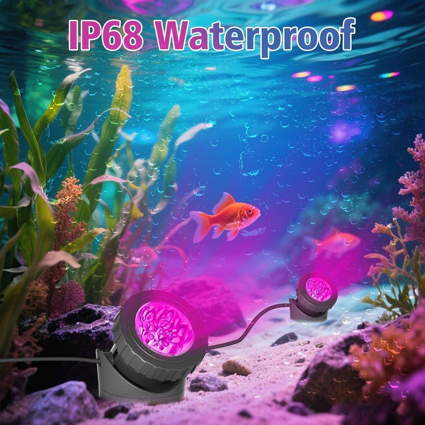 T-SUN LED Pond Light, 5 Head Lamps Submersible LED Pond Lights Color Changing Garden Pond Light with Remote Control, RGB Fish Tank Lights Fountain Spotlight for Garden, Pool, Aquarium Tank(5 Headlamp)