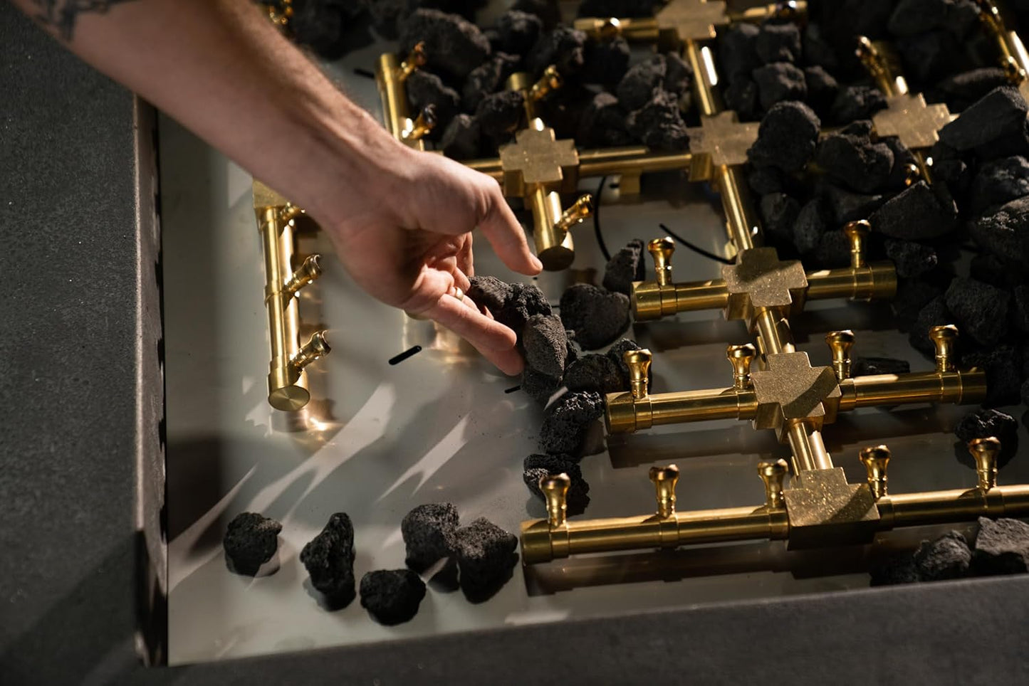 25" Inch Brass Jet Burner for Round & Square Fire Pit - Natural Gas or Propane Fire Pit Fireplace - Premium Fire Pit Burner for Outdoor (25" Inch, Propane)