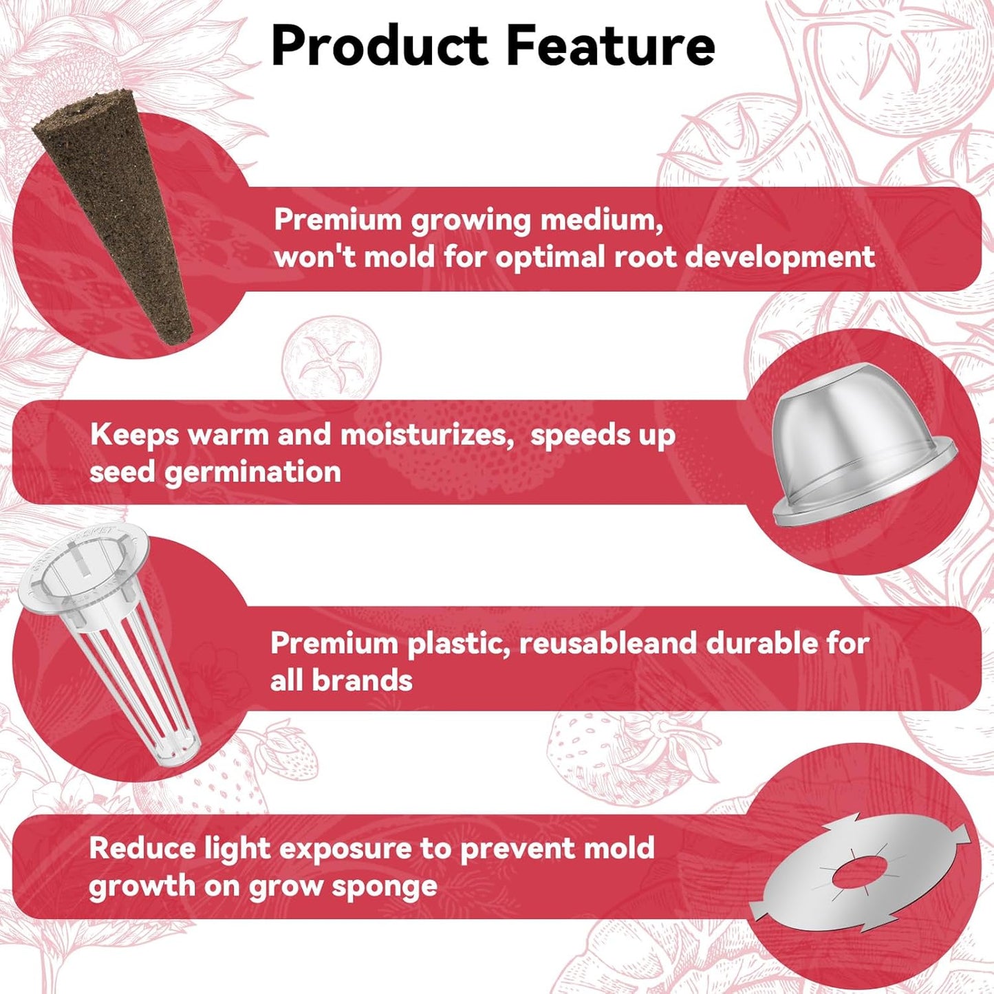 inbloom Fruit Seed Pod Kit for for AeroGarden, Ahopegarden Hydroponics Growing System, 12-Pods (350 Seeds+, Include Red Cherry Tomato, Golden Cherry Tomato, White Strawberry, and Red Strawberry)