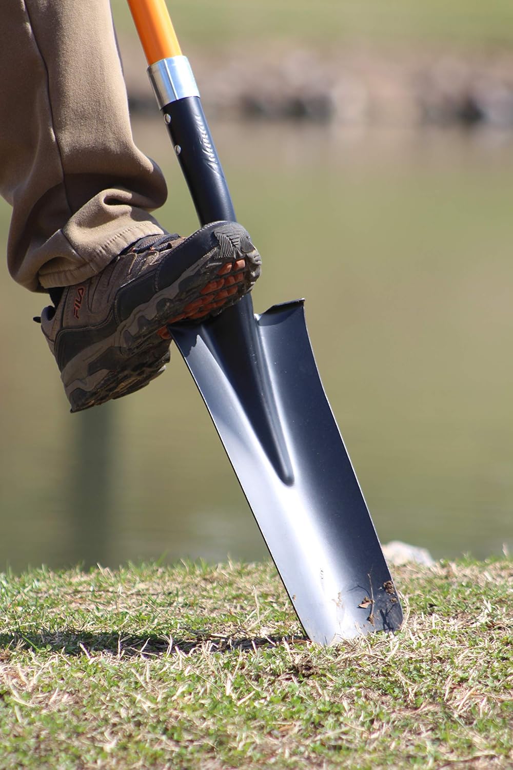 Ashman Drain Spade Shovel (2 Pack) - 48 Inches Long Handle Spade with D Handle Grip - Durable Handle with a Thick Metal Blade - Multipurpose Premium Quality Orange Shovel.