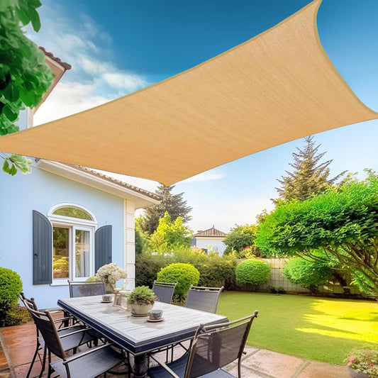 KANAGAWA Sun Shade Sail 16'x20' Sand Rectangle UV Block Canopy Awning Shelter Fabric Cloth Screen for Outdoor Patio Garden Backyard