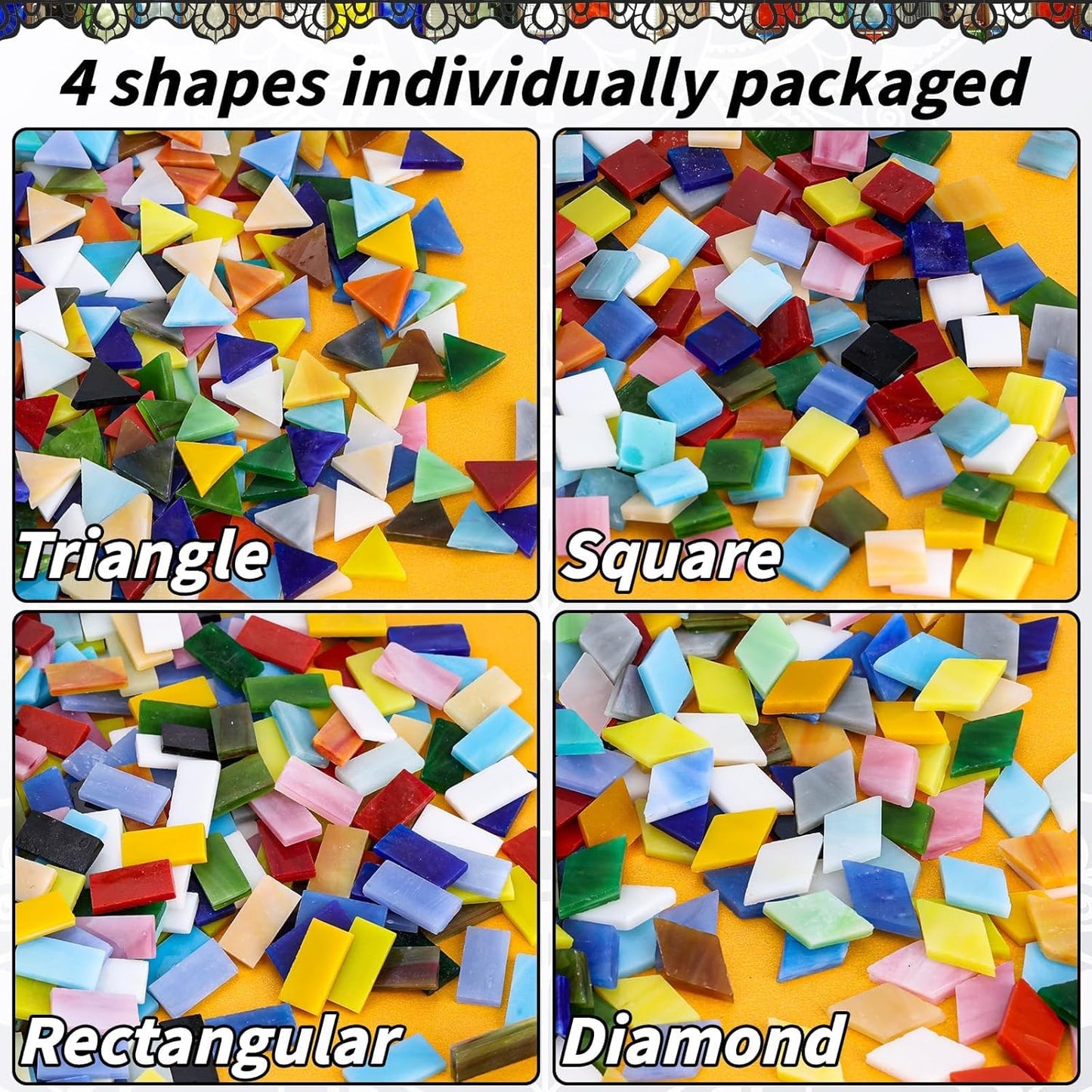 1600 Pcs Mosaic Tiles, Glass Mosaic Tiles for Crafts Bulk, Assorted Color Stained Mosaic Glass Pieces, Mosaic Supplies for Home Decoration, Art Crafts, DIY Projects, Opaque