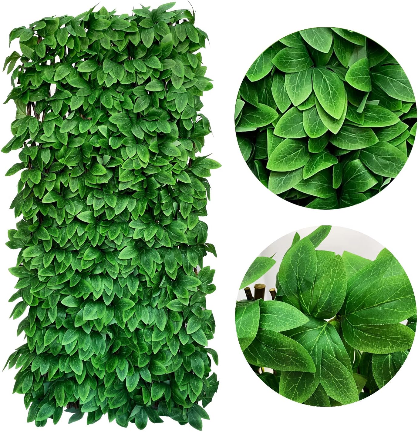 Expandable Fence Privacy Screen for Balcony Patio Outdoor,Decorative Faux Ivy Fencing Panel,Artificial Hedges (Single Sided Leaves) (1, Peony Leaf)
