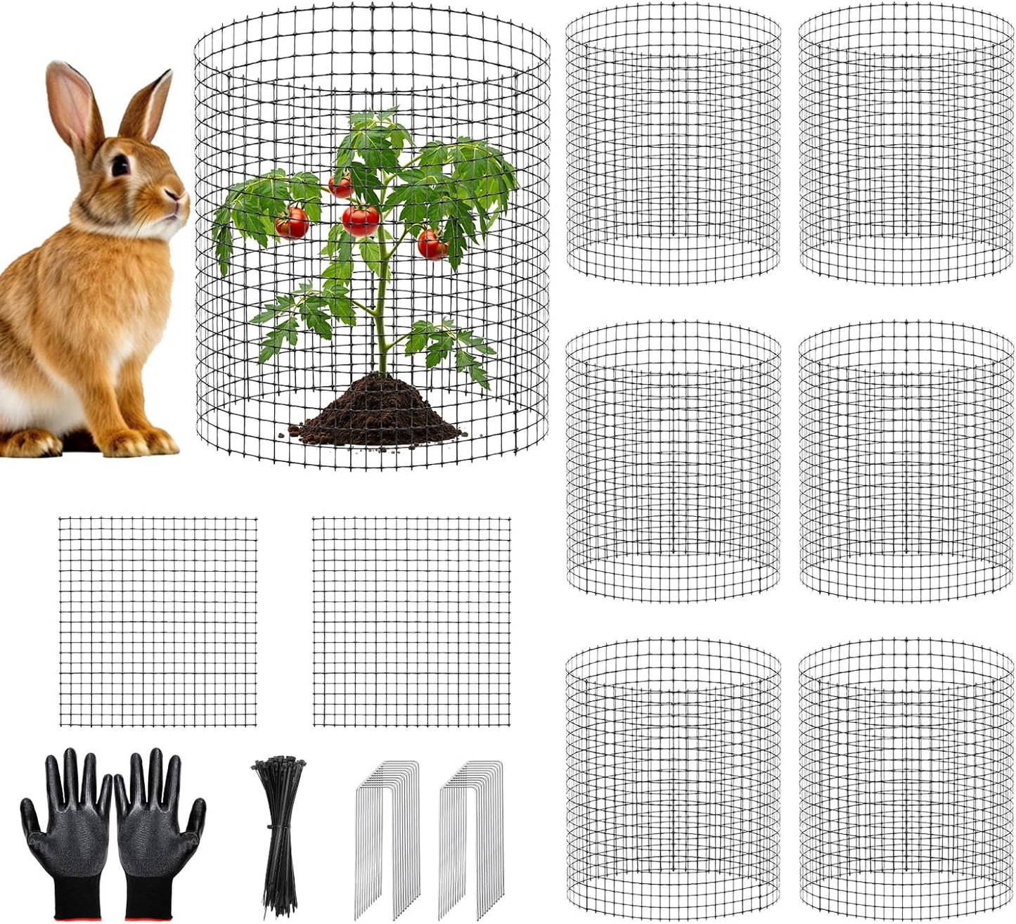 9 PCS Plant Protectors from Animals,12x12 Inch Heavy Duty Metal Plant Cages, Garden Cage to Keep Animals Out, Garden Wire Mesh Protection from Rabbit Chicken Squirrel Tree, Vegetables, Flowers