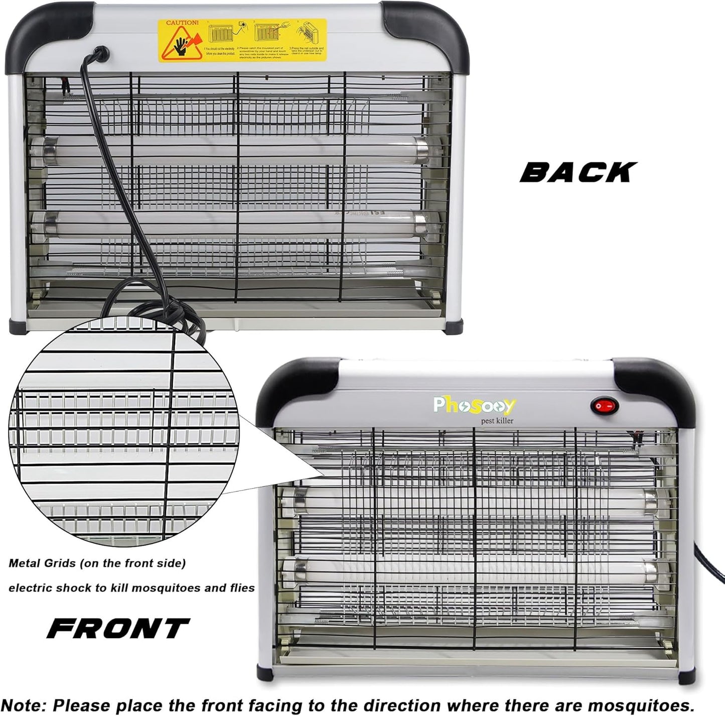 Electric Bug Zapper, 2800V High Grid Indoor Mosquito Killer with 20W Lamps, Plug-in Hanging Insect Trap for Mosquitoes, Moths, Gnats, Flies and Flying Insects Indoor Use