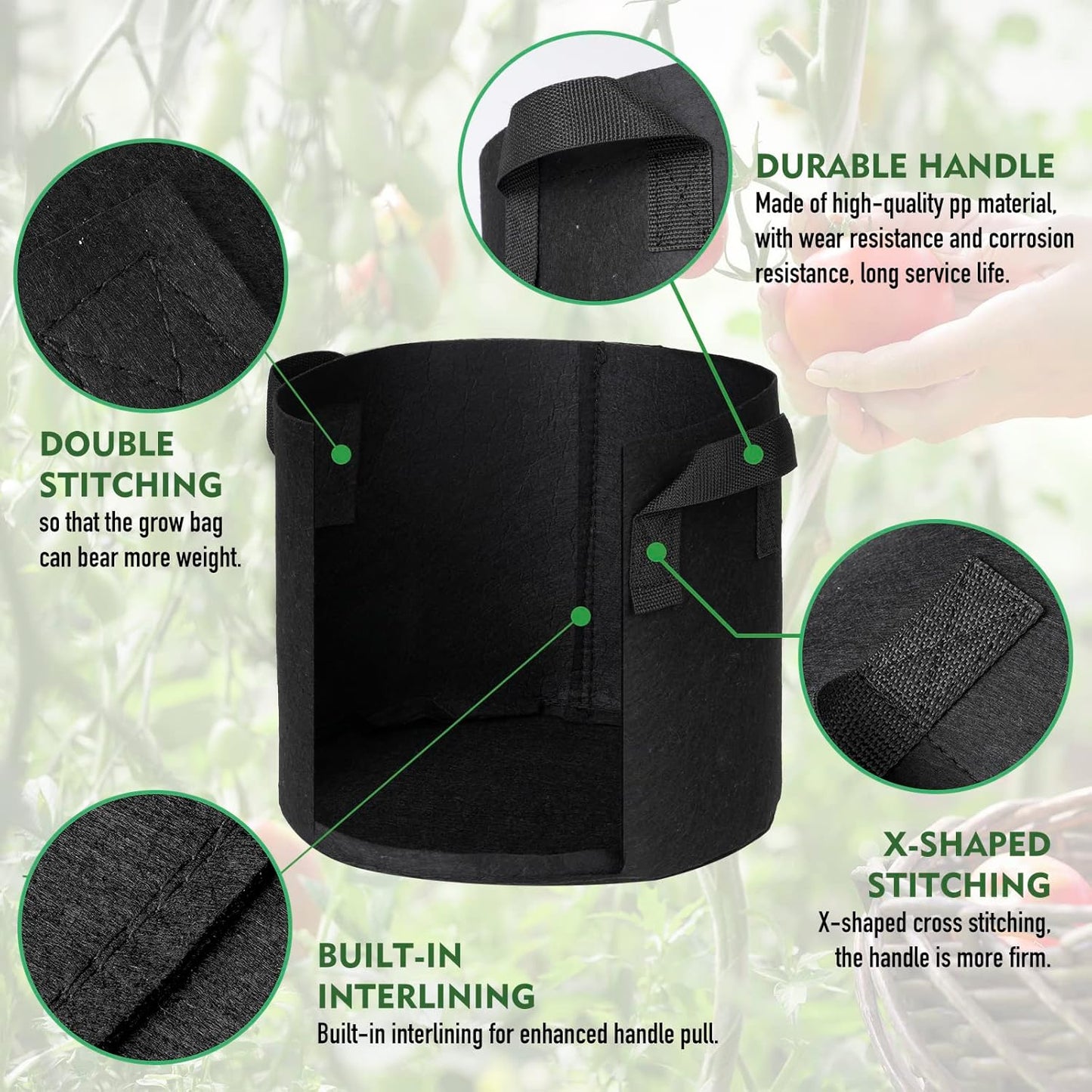 3-Pack 40 Gallon Grow Bags Large Pots for Plants Outdoor with Handles