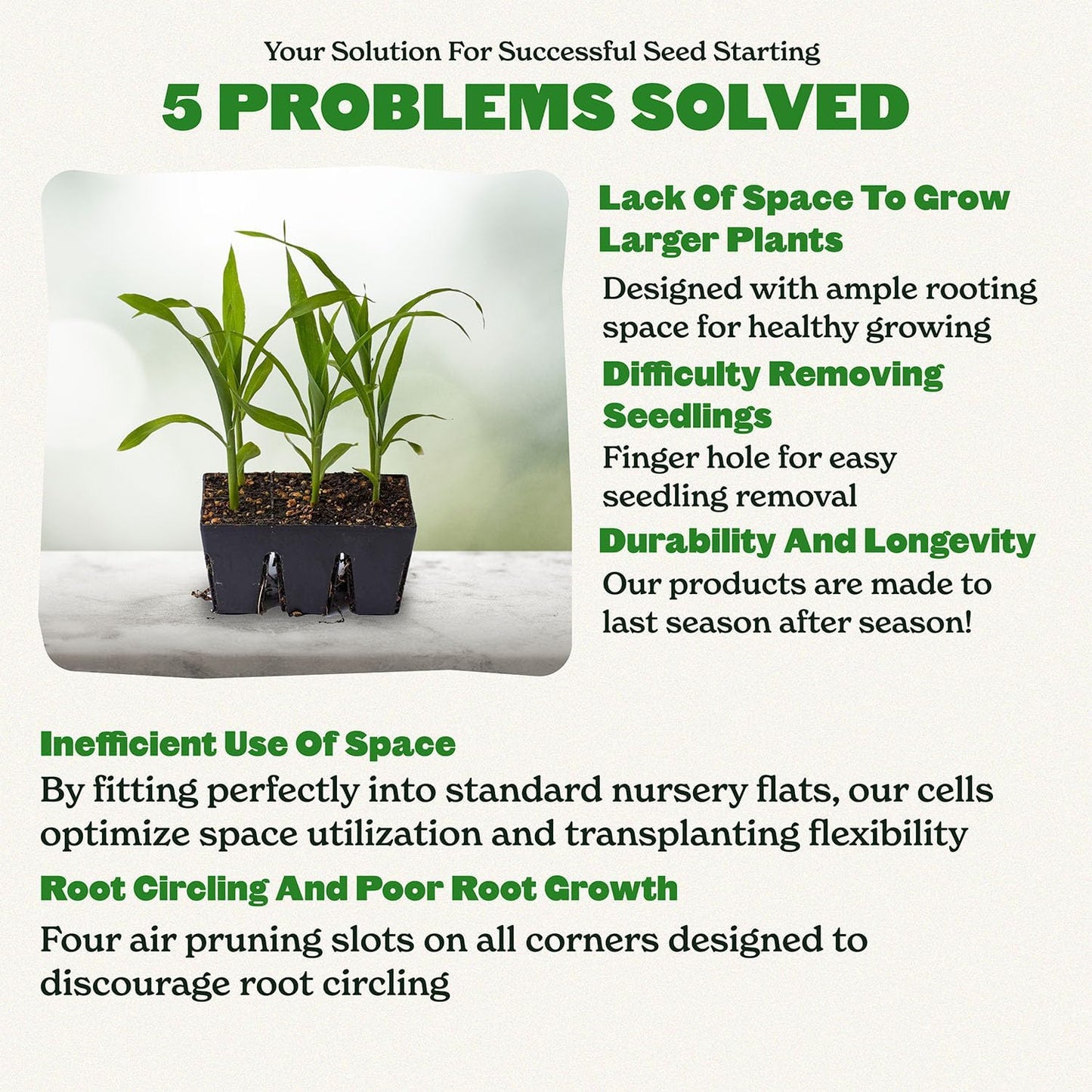 Epic Gardening Reusable Seed Starter Tray - 6 Cell/24 Seedling Starter Trays - Easy Watering, Indoor Greenhouse, Plant Starter, Gardener-Friendly for Seedlings | UV-Treated & BPA-Free - Black