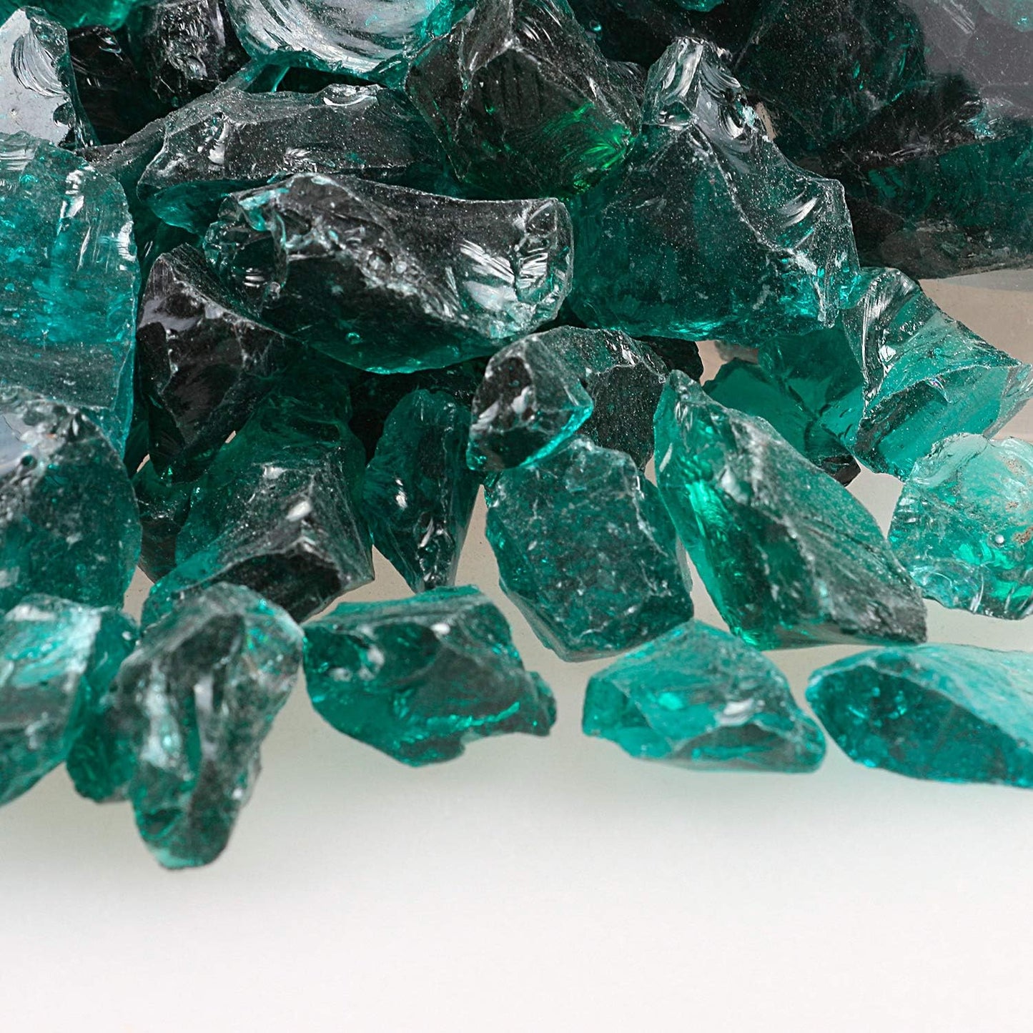 Shiny Stone High Luster Reflective Fire Glass Gravel,Fire Gems,Fire Drops,Fire Glass Rocks Chips for Fire Pit Fish Tank Aquarium Garden,1-2cm(3/8''-6/8''),540g/1.19lbs (Turquoise)