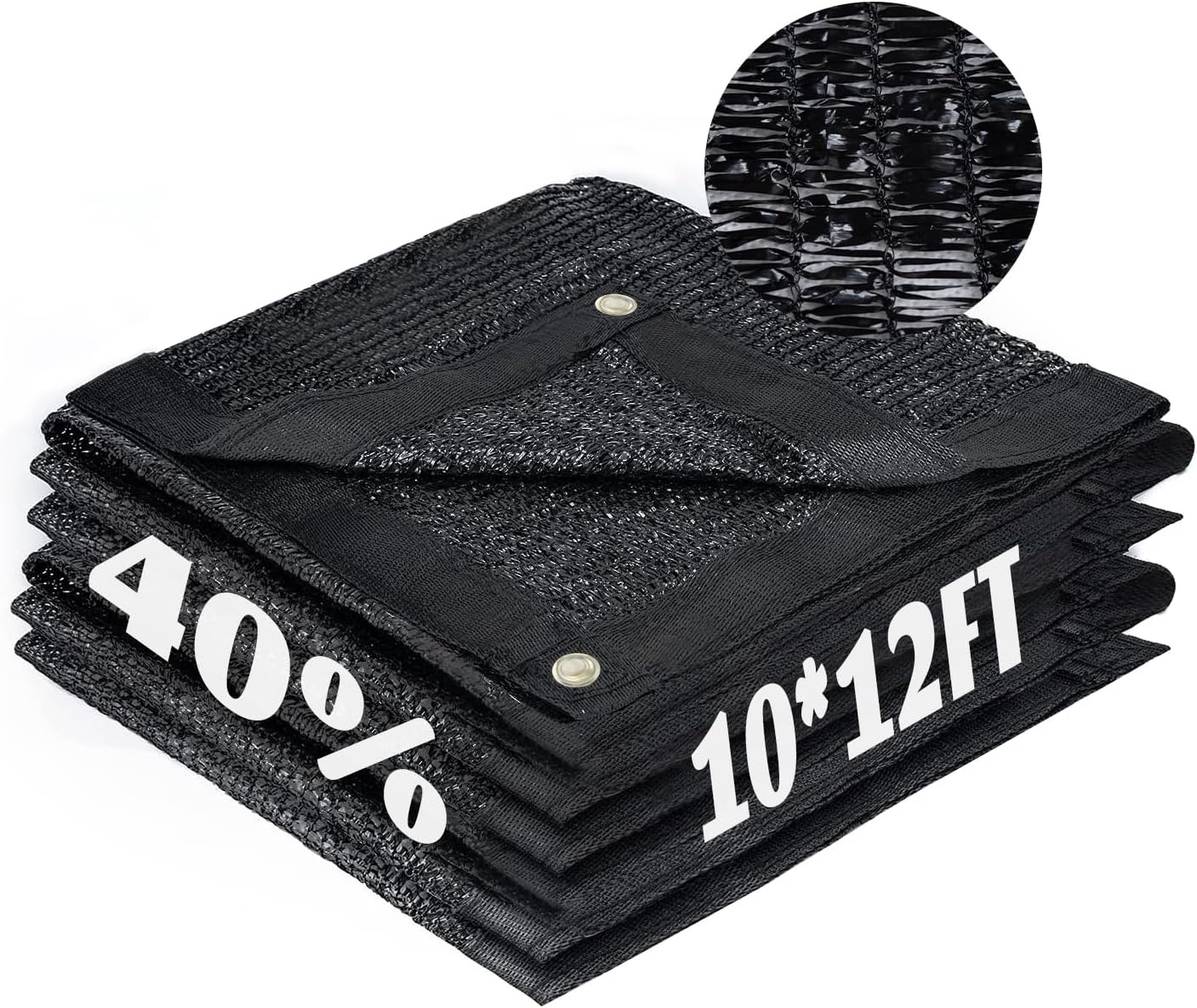 Cool Area 40% Sun Shade Cloth Mesh Tarp with Grommets for Plant Cover 10x12ft Patio Canopy Garden Pergola Blackhouse Car Barn Kennel Black