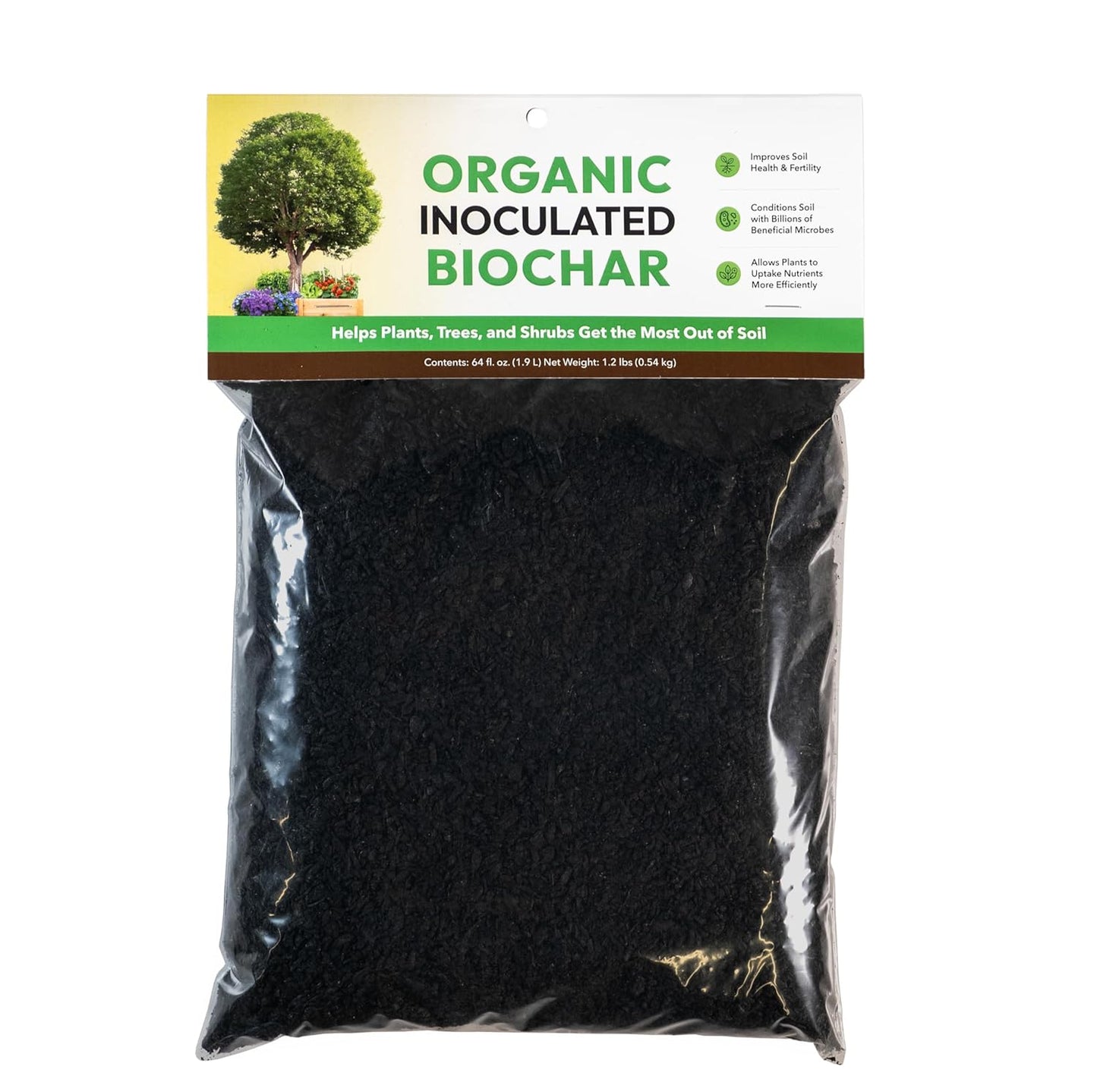 Organic Inoculated Biochar: Helps Plants and Trees Get The Most Out of Soil | Allows Plants to Uptake Nutrients More Efficiently | Contains Millions of Soil-Enriching Micro-Organisms | 64oz Bag