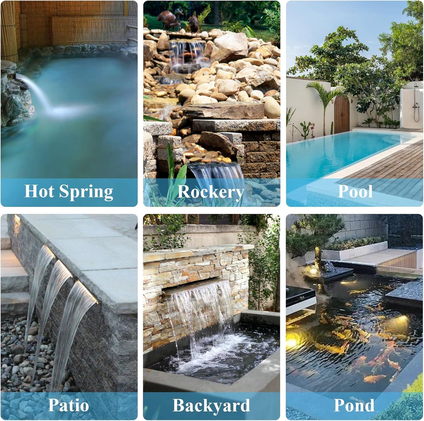 36 Inch Pool Fountain 304 Stainless Steel Waterfall Spillway with Pipe Connector Kits, Wider Water Flow Sheer Descent Platform Water Feature Fountain for Swimming Pool, Outdoor Garden Decor