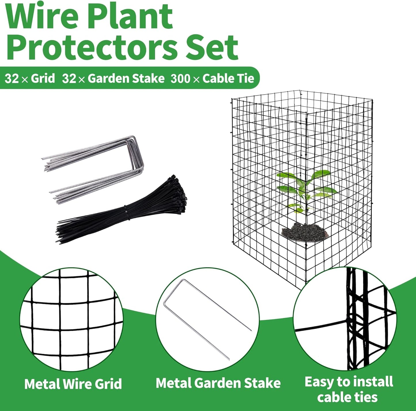 DECOHS 8 Packs Wire Plant Protectors from Animals- 20 x 12 Inch Heighten Square Garden Wire Plant Cages Mesh- Metal Garden Plant Cloche Protection Barricades for Protecting Plants Vegetables Flowers